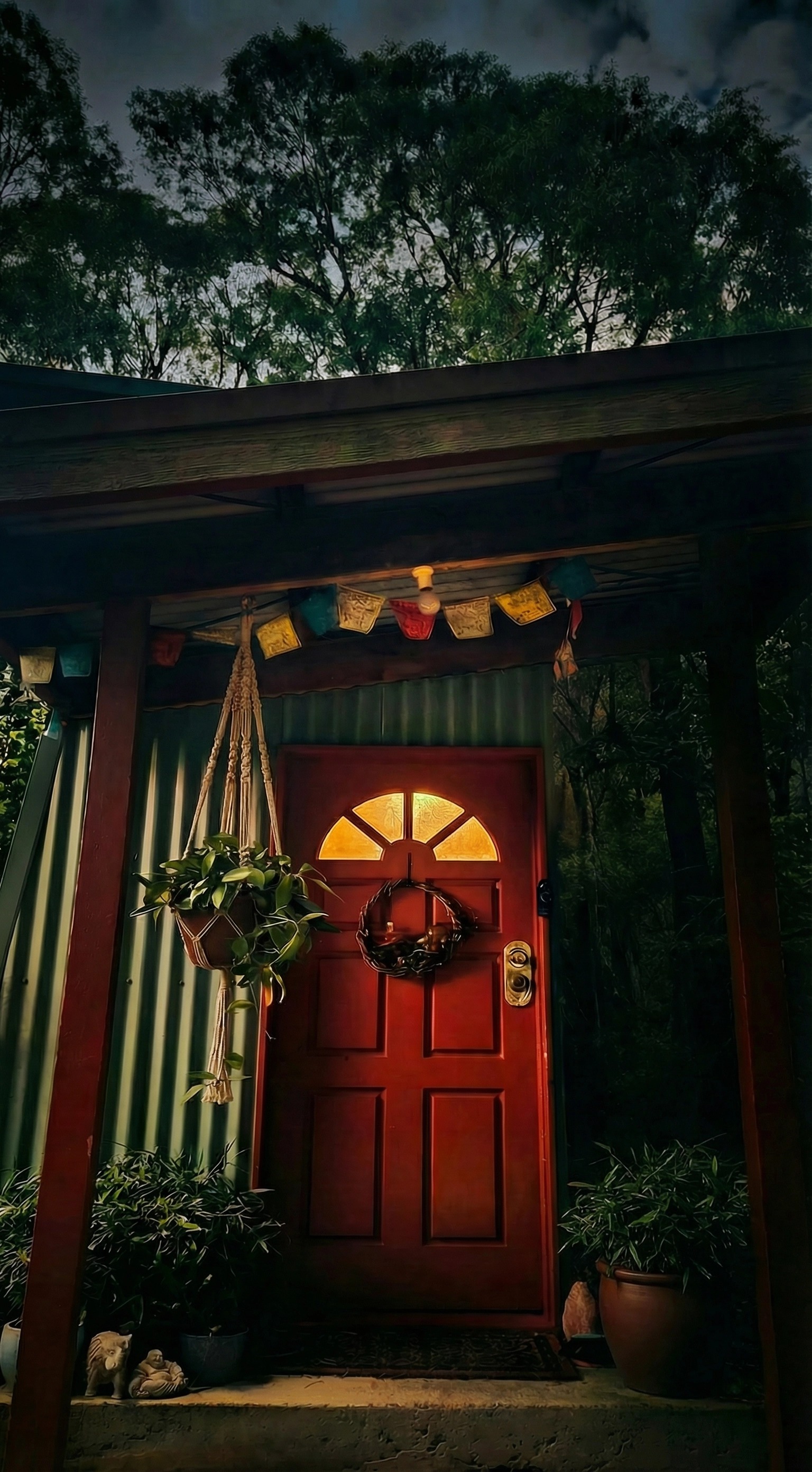 The red door sanctuary entrance at Omni Essence, Kinglake